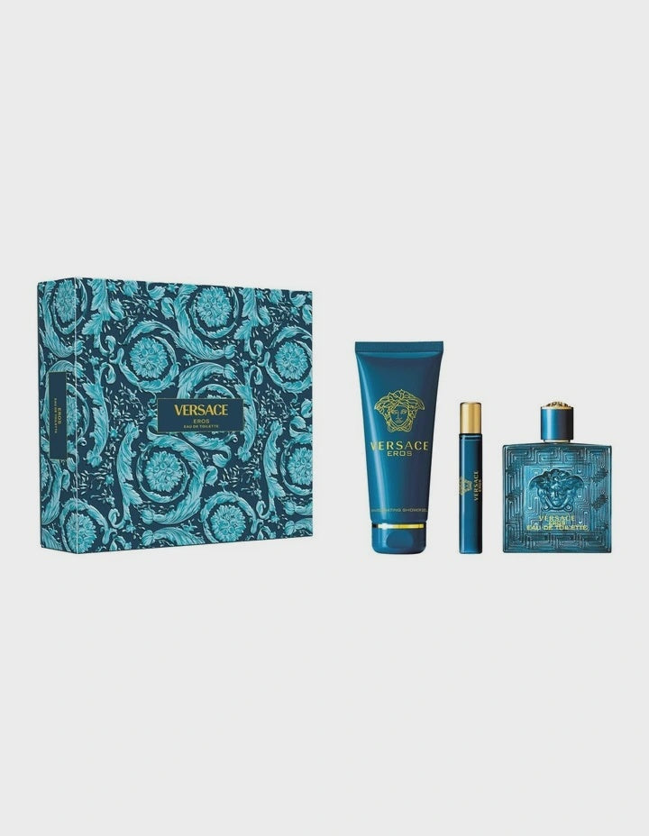 Versace Eros Pour Homme EDT Gift Set (EDT 100ml + Bath & Shower Gel 150ml + Travel Spray EDT 10ml)