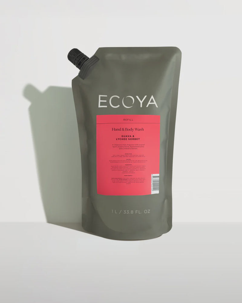 Ecoya Guava & Lychee Hand & Body Wash refill 1L